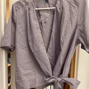 NWOT gap Lavender Wrap cotton Blouse @&